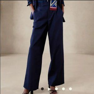 NWT - Banana Republic Factory Wide Leg Linen Pants - Navy - Size 12 / Size 10